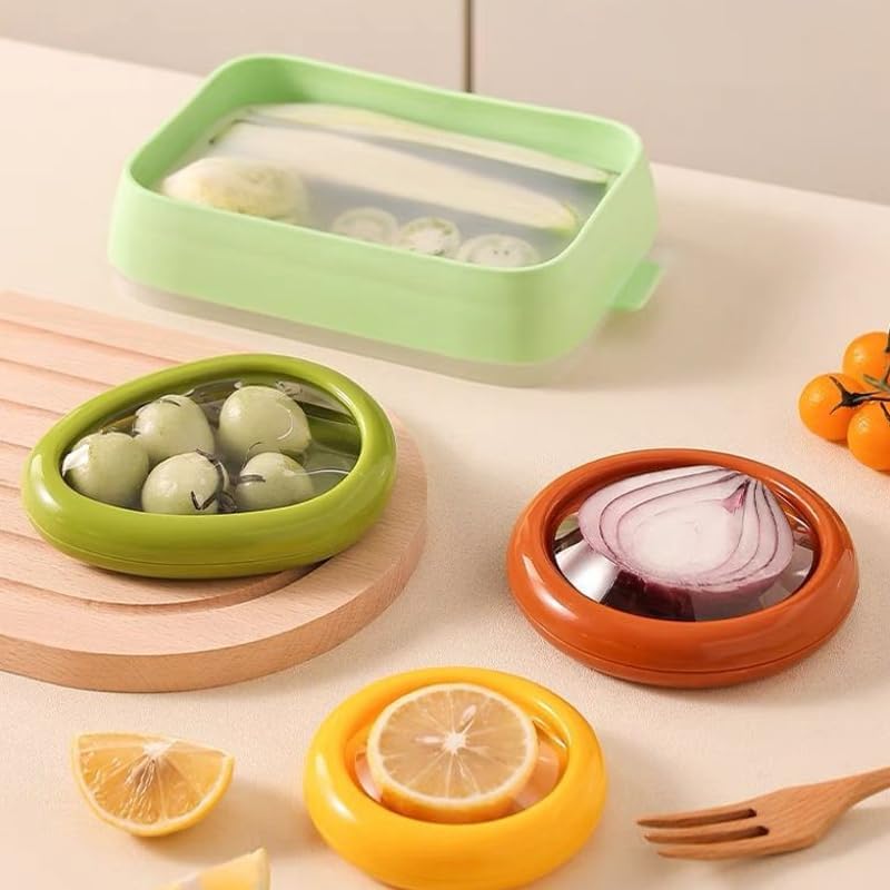 CRESCPEL Silicone Fruit and Vegetable Storage Containers for Fridge – Reusable Fresh Stretch Pods & Food Saver Box – Anti-Oxidation Fruit Holder to Keep Produce Fresh