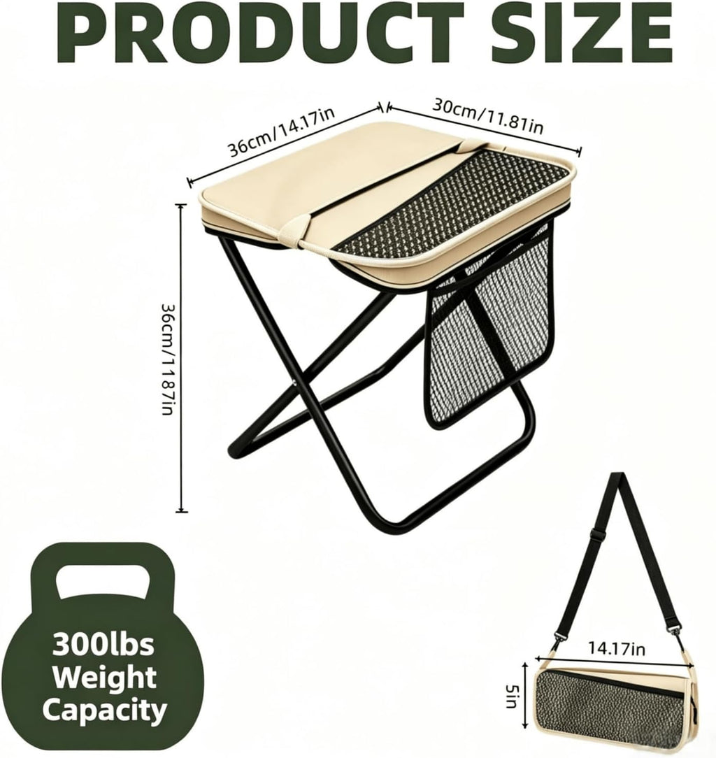 Foldable Backpack Stool, 2 Pcs Tall Portable Folding Stool (Khaki)