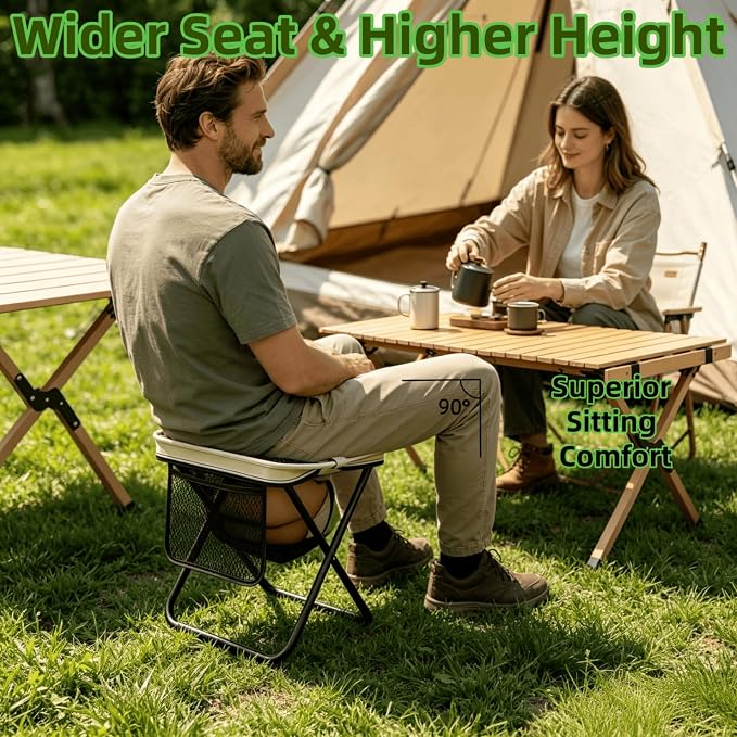 Foldable Backpack Stool, 2 Pcs Tall Portable Folding Stool (Khaki)