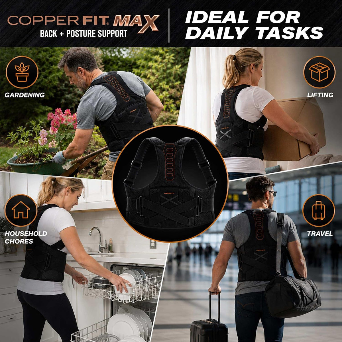 Copper Fit Max Back Posture Support