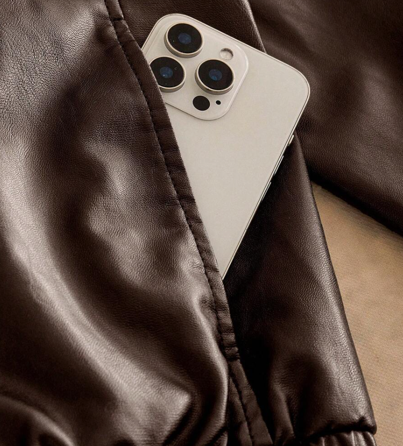 Men's Vintage Leather Bomber Jacket, Dark Brown Autumn Holiday Mocha Long Sleeve Loose Cropped Zip Jacket, Father's Day Gifts, For Spring, Outdoor