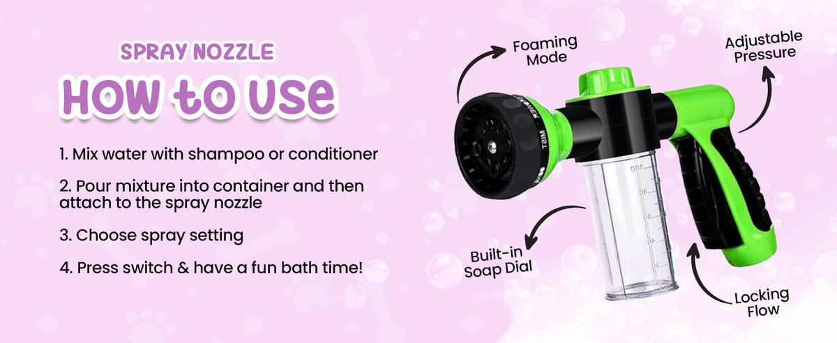 Girl With The Dogs Pet Wash Soap & Shampoo Dispenser & Hose Sprayer Nozzle